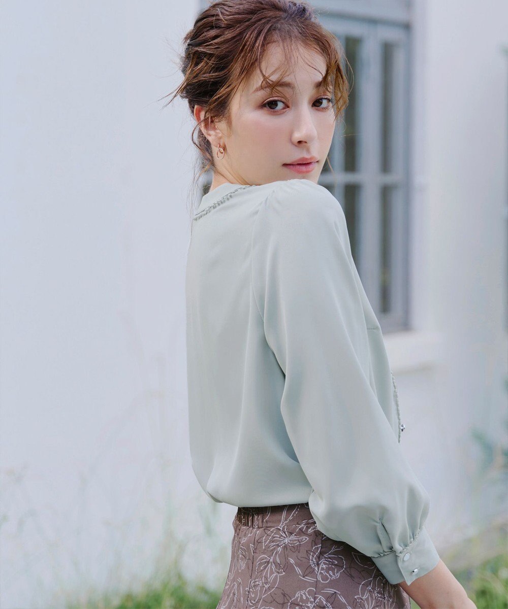 Tiaclasse 【洗える】Vネックレースブラウス 