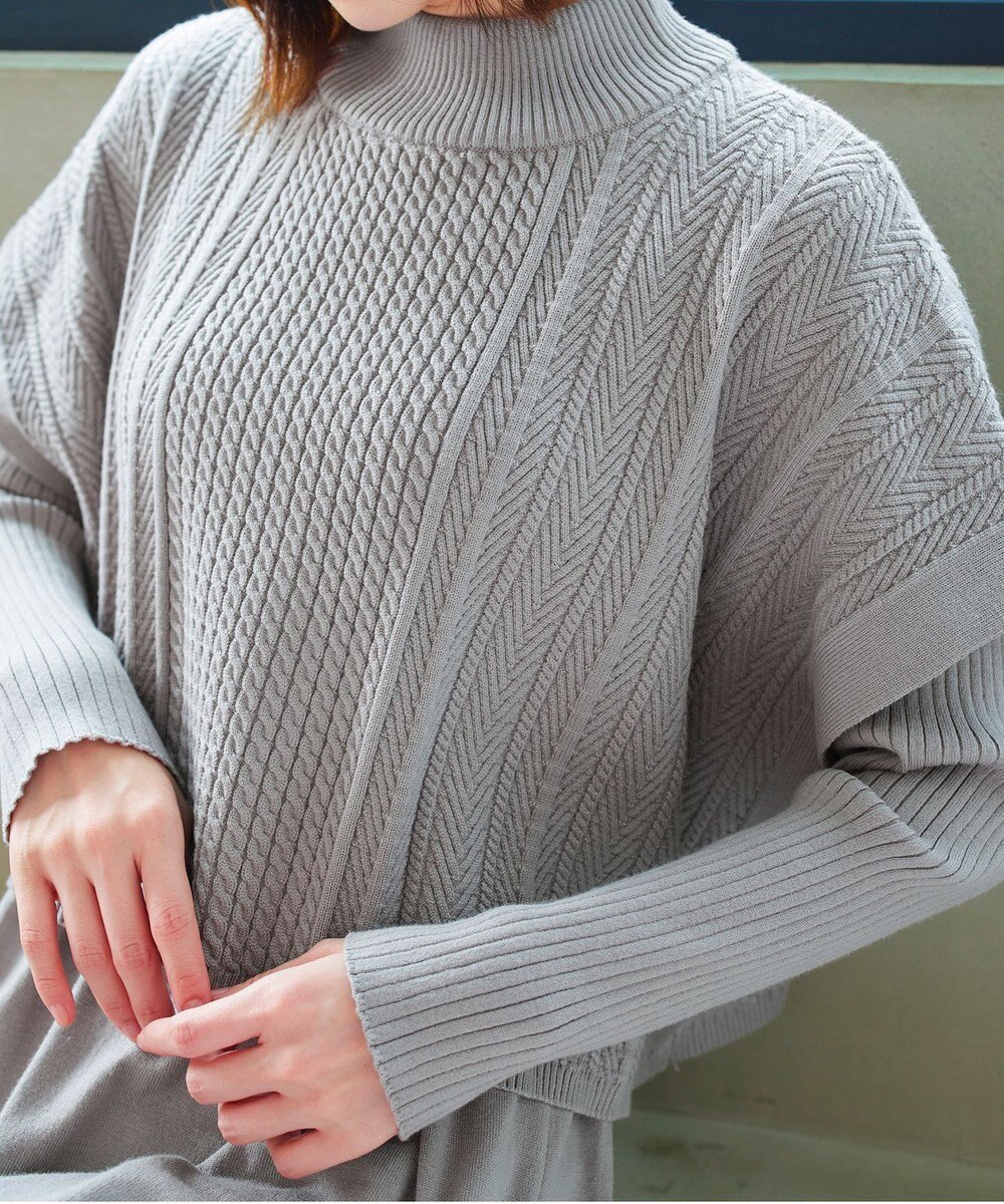 Tiaclasse 【2点セット・洗える】細ケーブルニットトップス＆ニットワンピース 