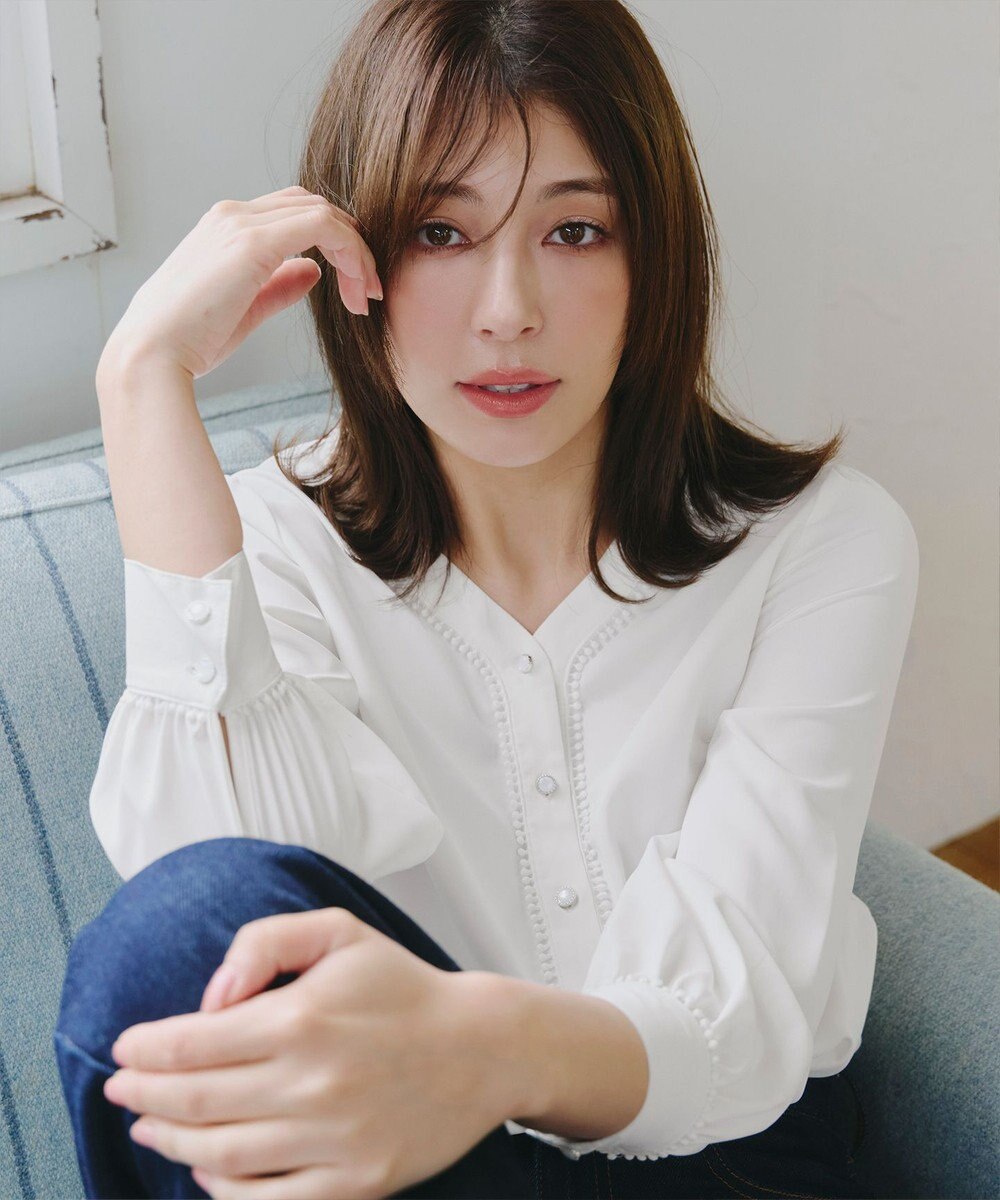 Tiaclasse 【洗える】Vネックレースブラウス 