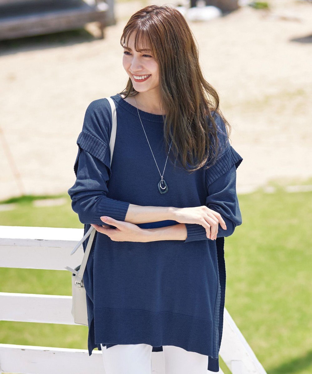 Tiaclasse 【洗える】重ね着風大人ニットチュニック 