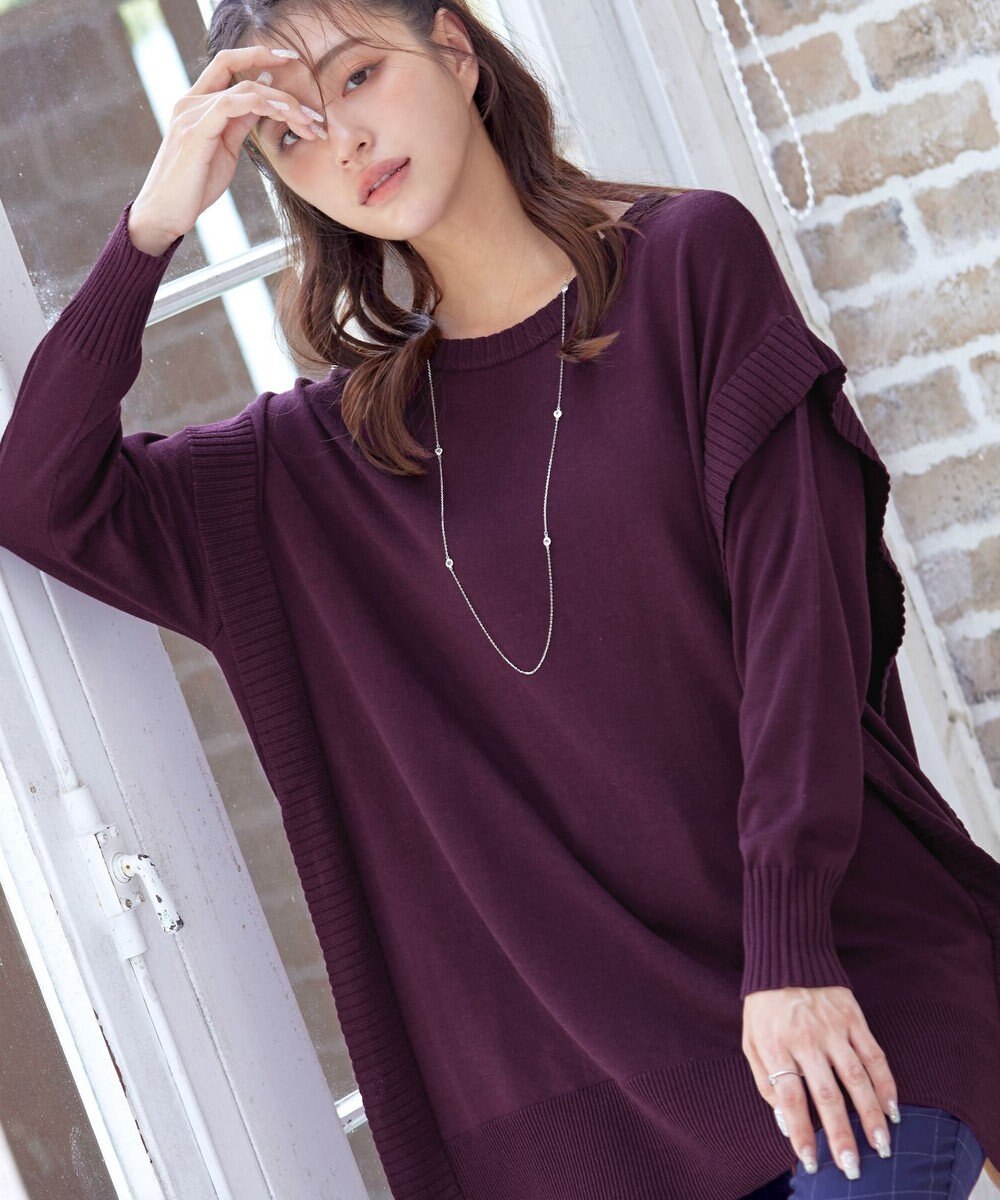 Tiaclasse 【洗える】重ね着風大人ニットチュニック 