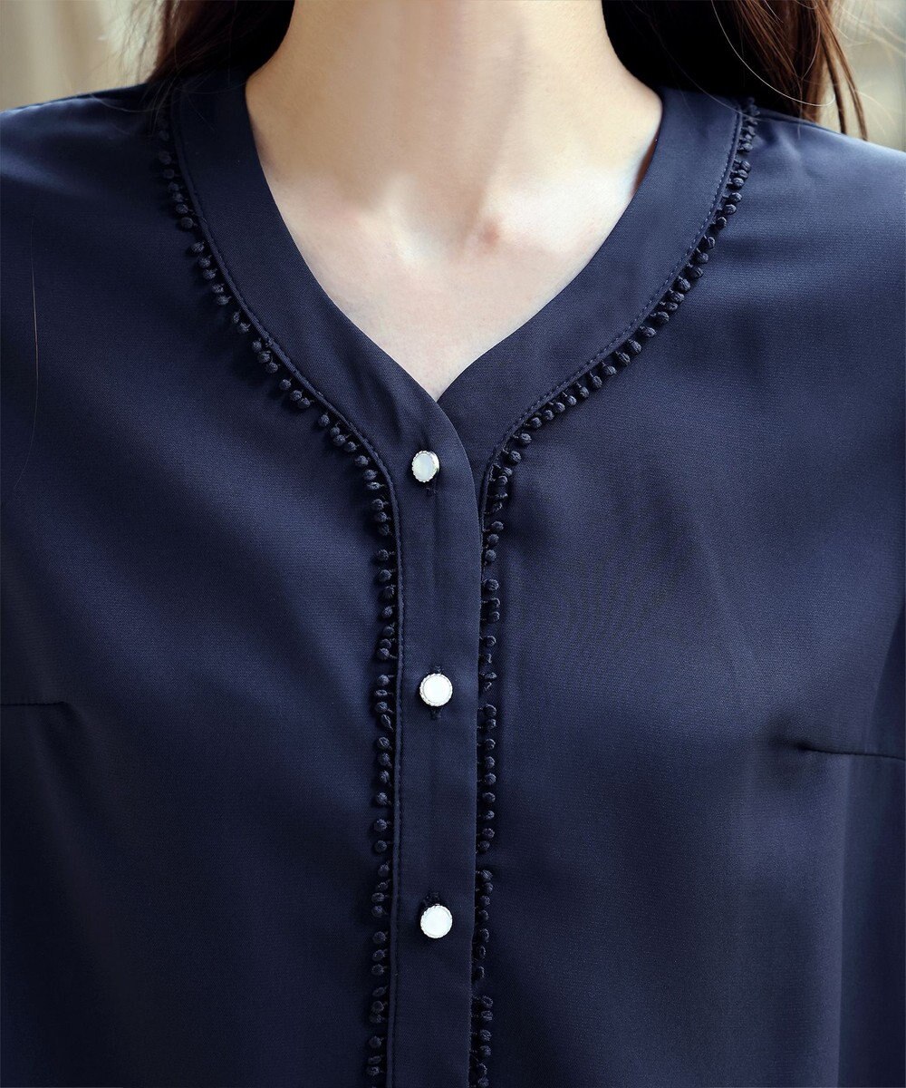 Tiaclasse 【洗える】Vネックレースブラウス 