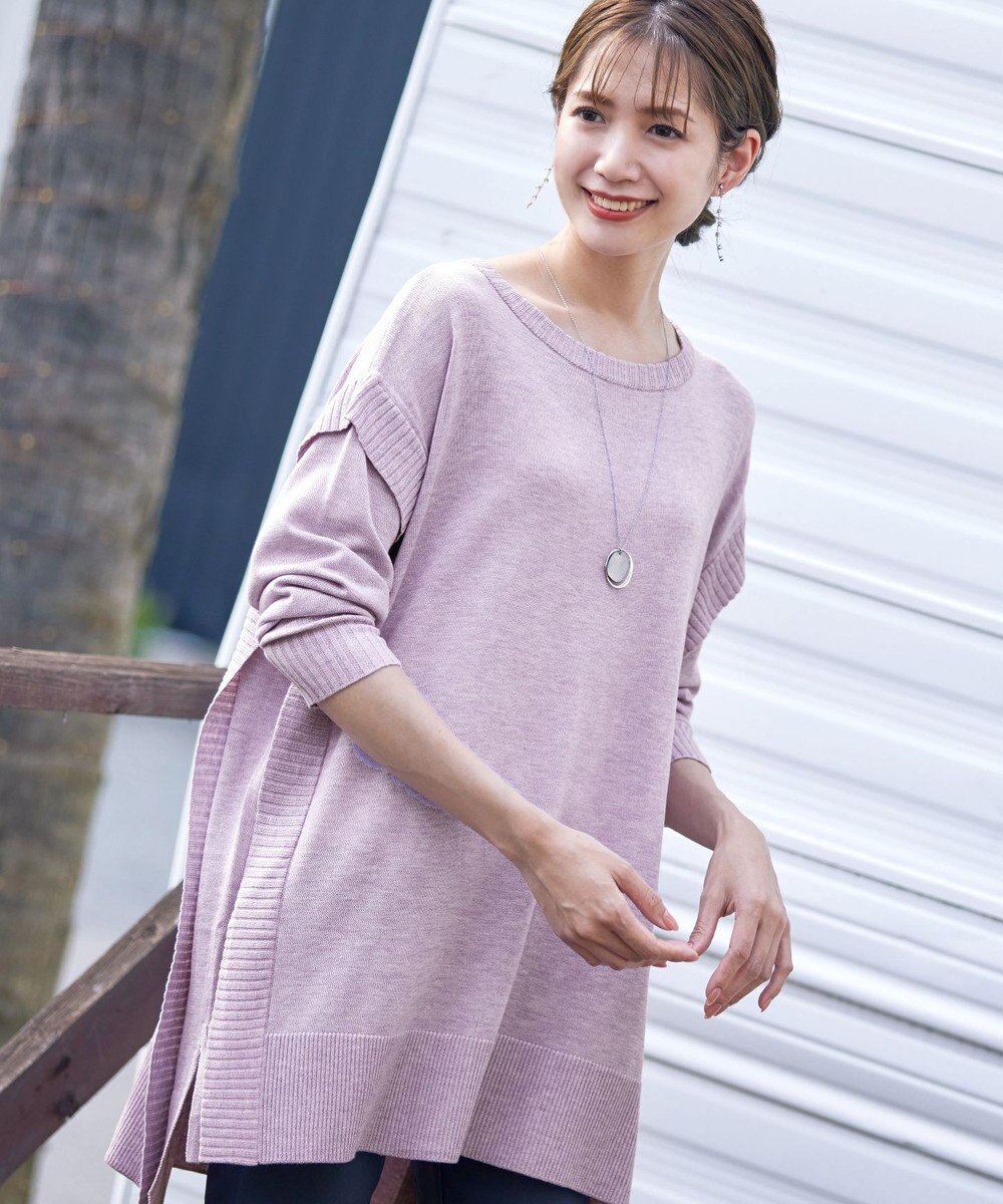 Tiaclasse 【洗える】重ね着風大人ニットチュニック 
