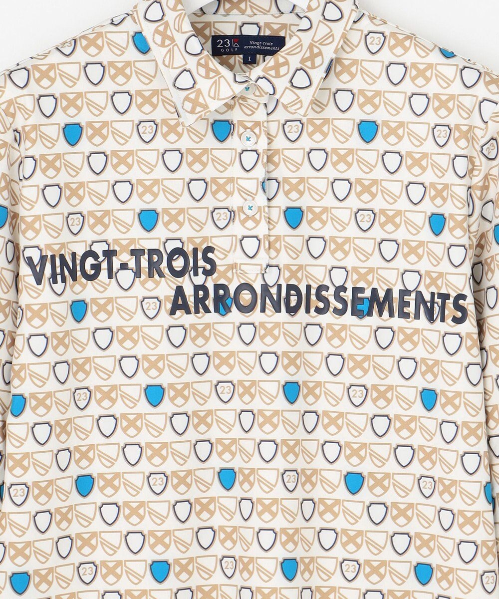 23区GOLF 【WOMEN】【UVカット】エンブレム柄ポロシャツ 