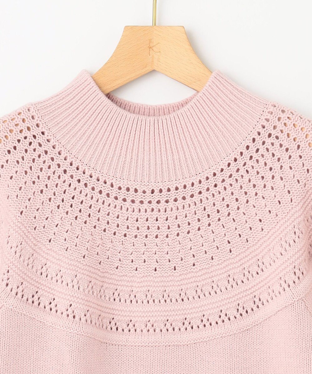 組曲 【WEB限定カラーあり】透かし編みバルキーハイネックニット 