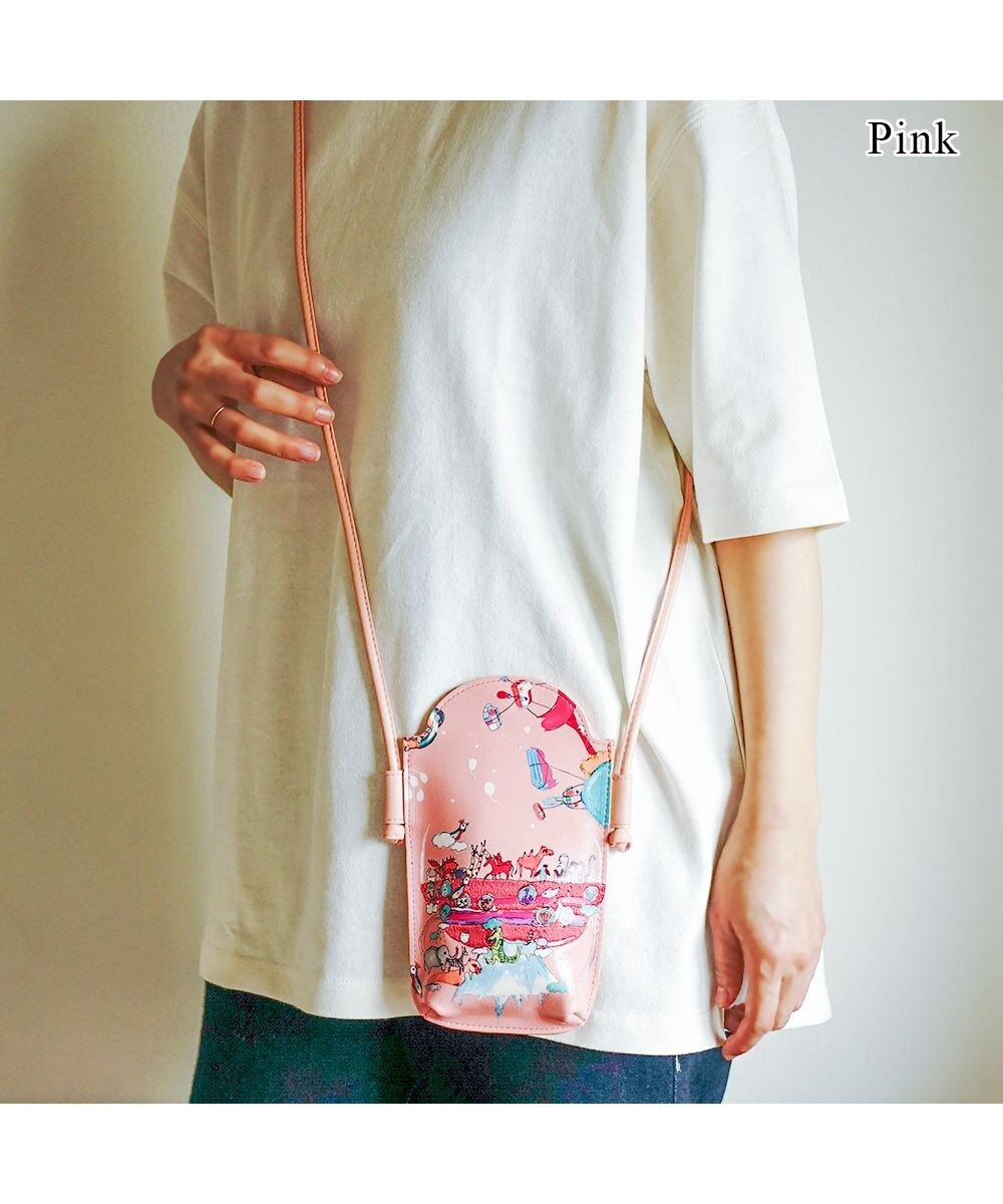 tsumori chisato CARRY バルーンに乗って ポシェット ショルダー スマホケース  【アニマルプリント＆刺繍】 