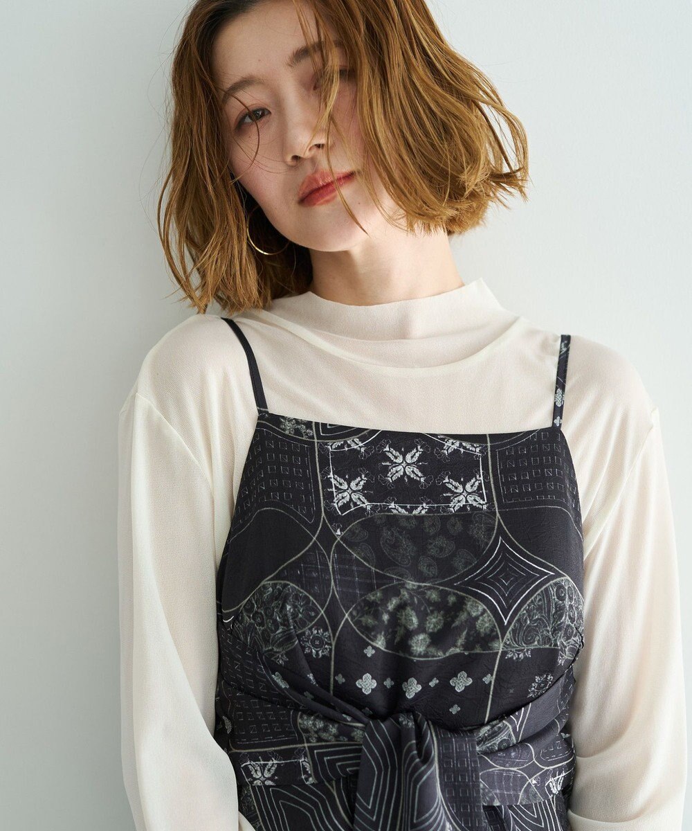 YECCA VECCA スカーフ柄オーバーキャミ 