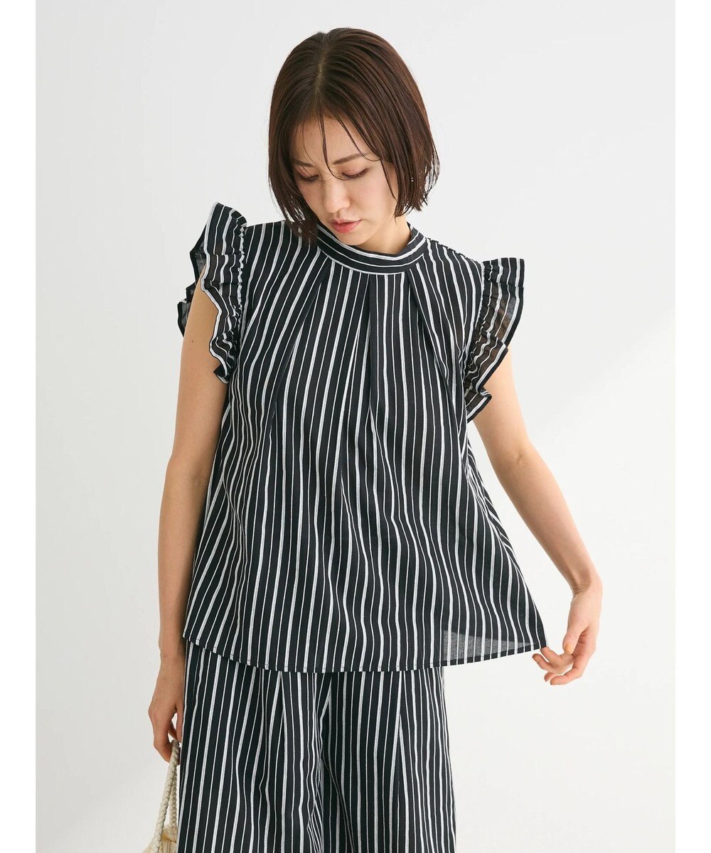 Green Parks ・ＥＬＥＮＣＡＲＥ　ＤＵＥ　ストライプフリルブラウス 