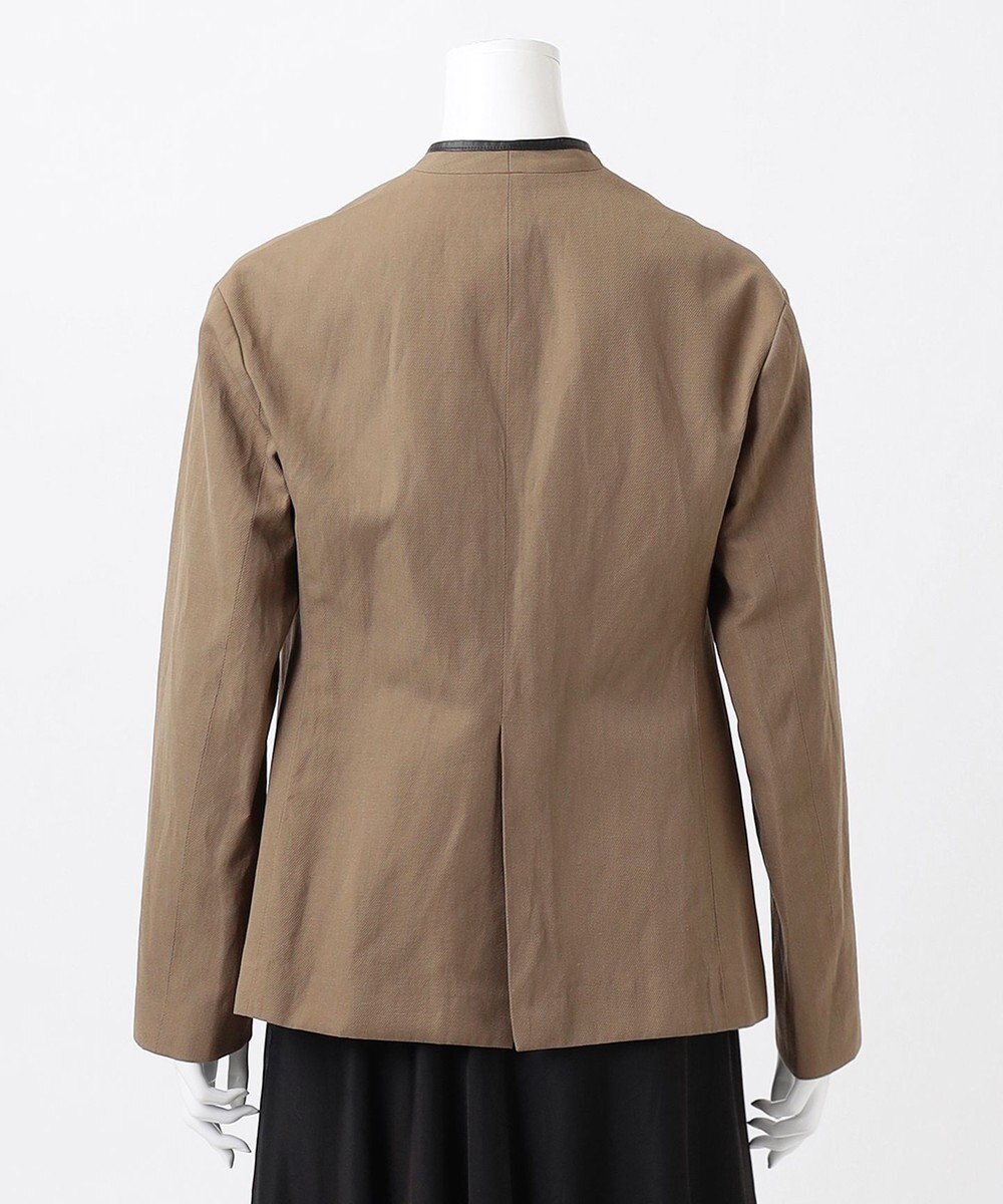 23区 【エステータ】ウールリネン レザートリミング ジャケット 