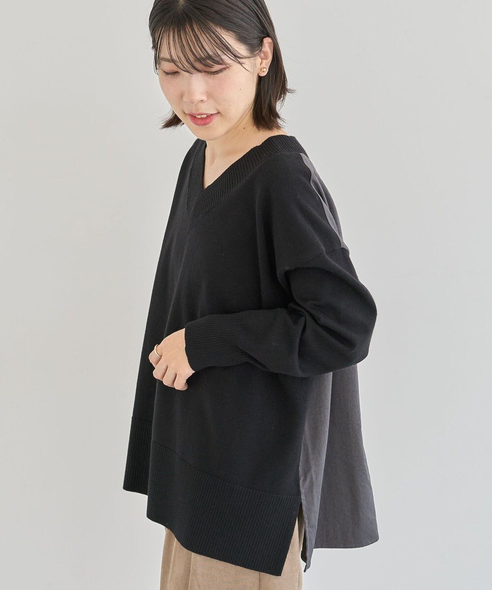Green Parks 異素材切替ニットチュニック 