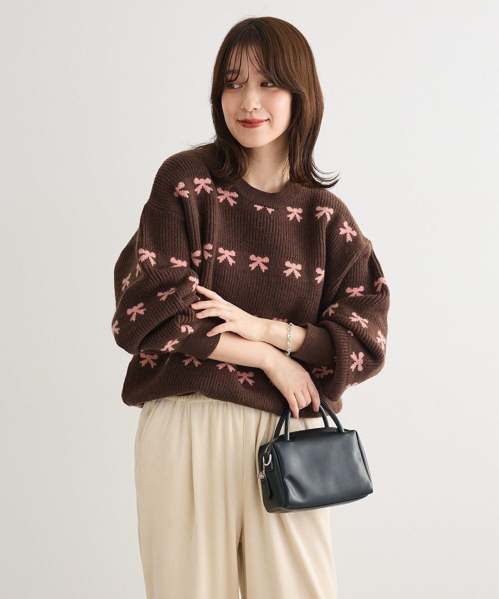 Green Parks ・ｓｗｉｎｇ　ｂｙ　リボンジャカードクルーニット 