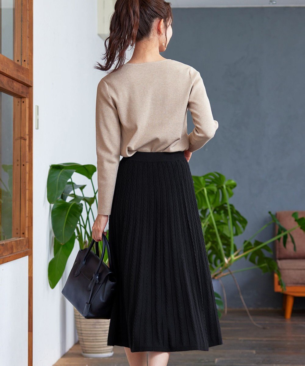 Tiaclasse アラン柄ニットフレアスカート 