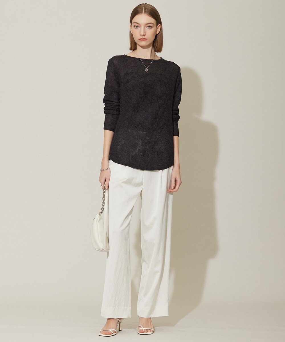 ICB 【接触冷感・UVケア・洗える】 ヴィスコースナイロンサテン ワイドパンツ 