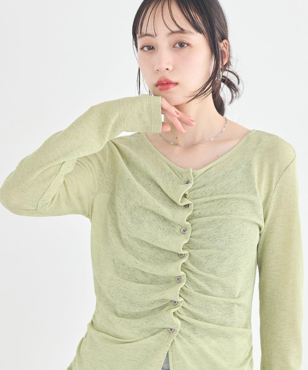earth music&ecology 【予約】シアーワッフルタックボタントップス 