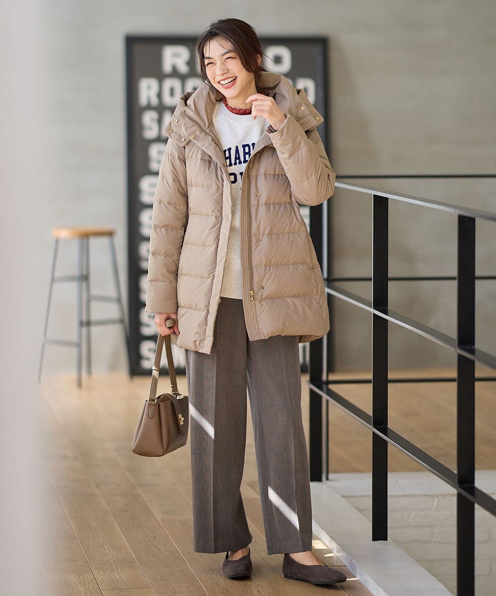 ANY L 【洗濯機可/ストレッチ/ウエストゴム/裏起毛】マルチファンクションストレッチチェックワイドパンツ 