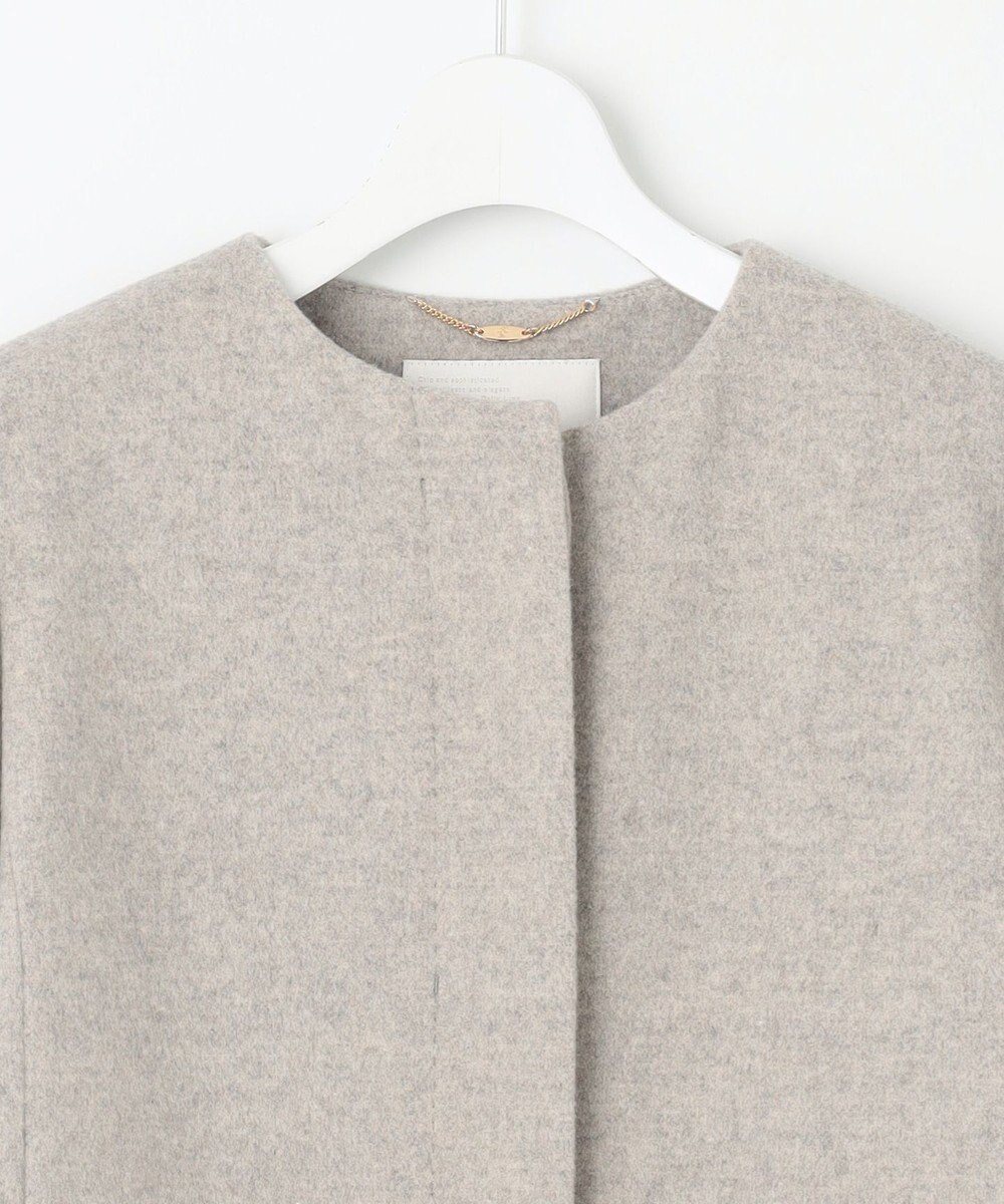 自由区 S シャルムビーバーノーカラーロング コート 