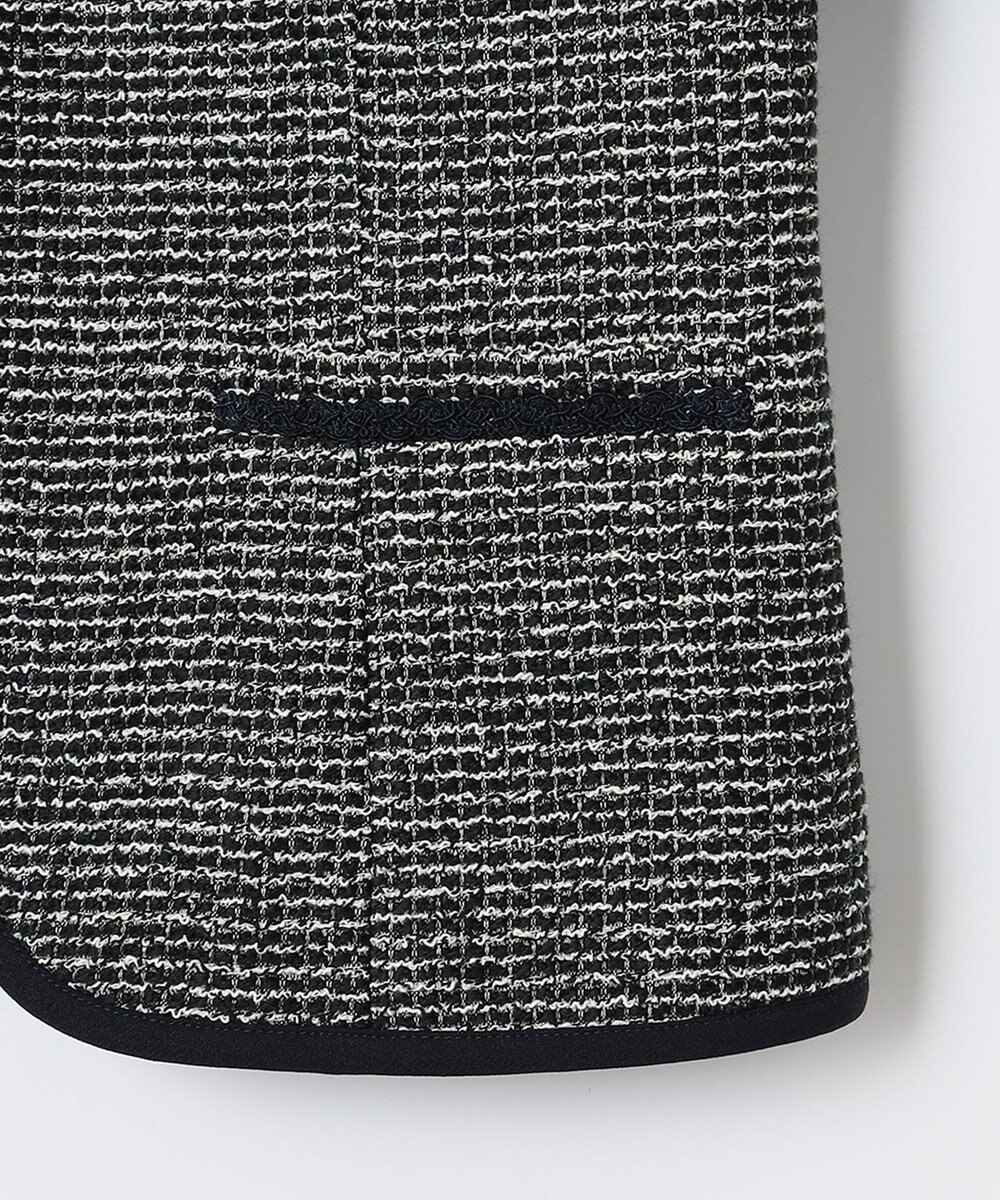 ANY SIS シャイニーストレッチツイード ノーカラージャケット 