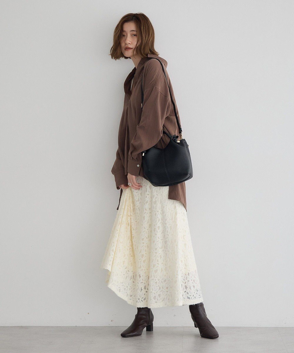 YECCA VECCA フラワー起毛レースマーメイドスカート 