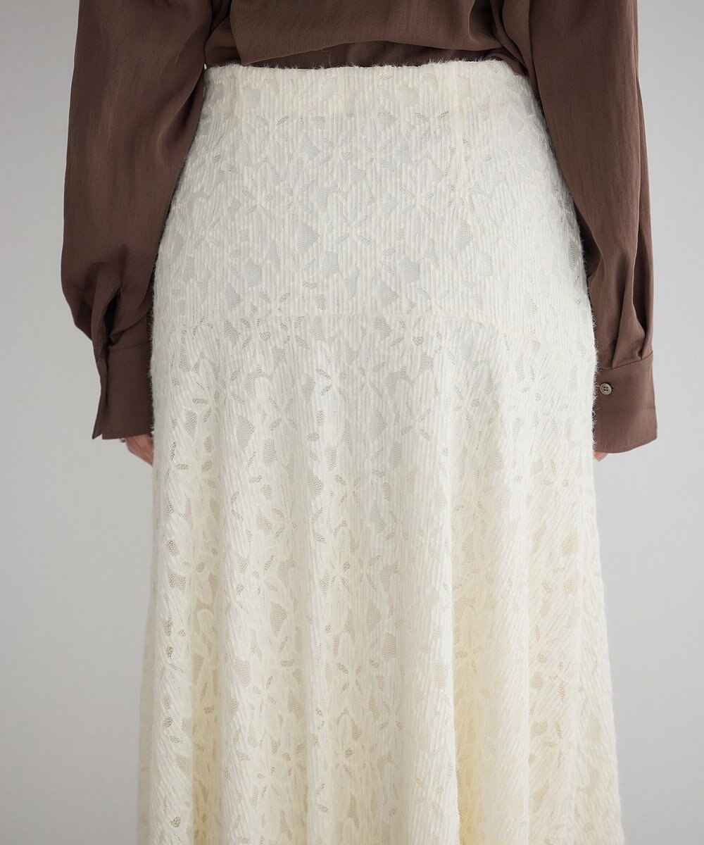 YECCA VECCA フラワー起毛レースマーメイドスカート 