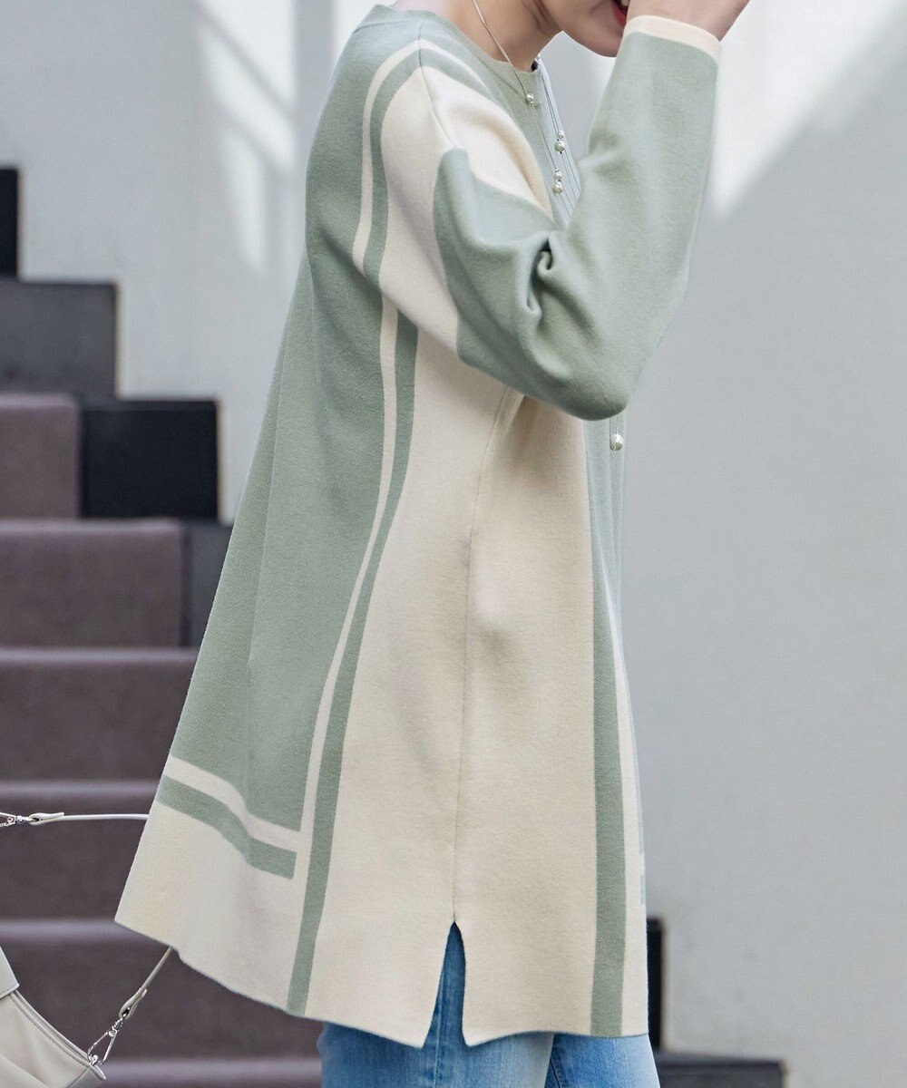 Tiaclasse 【新色追加・洗える】配色ニットチュニック 