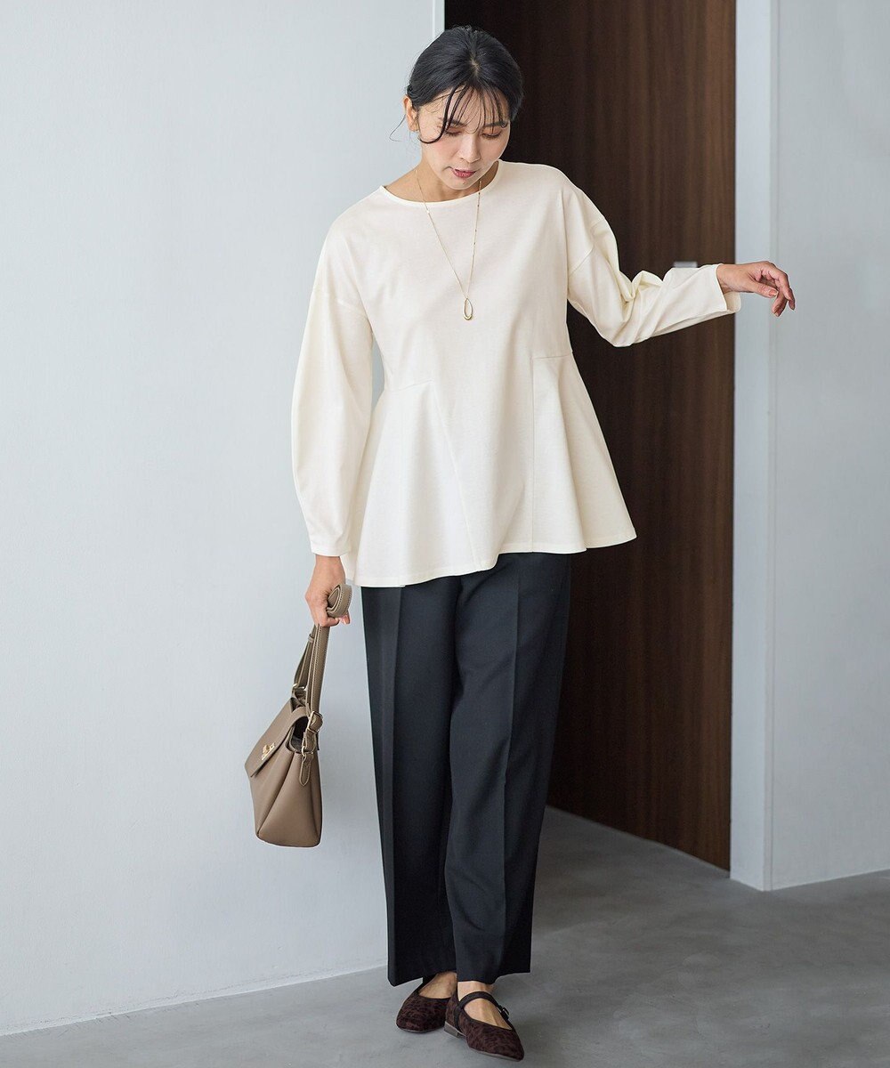 ANY ジョーゼット裏起毛ペプラムプルオーバー 