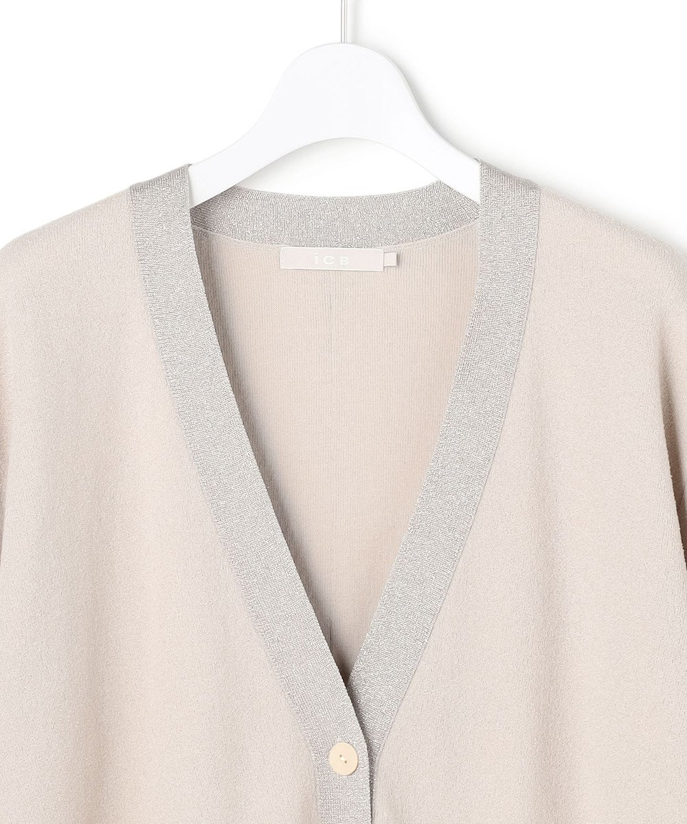 ICB L 【洗える】 ウールテンセルミニブークレ カーディガン 