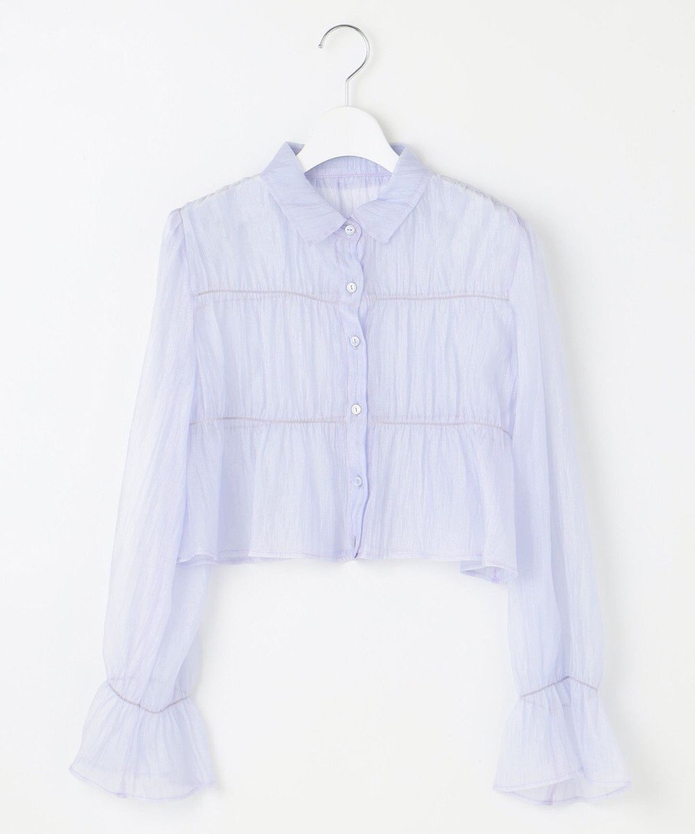 Feroux 【洗える】シャーリングシアー シャツ 