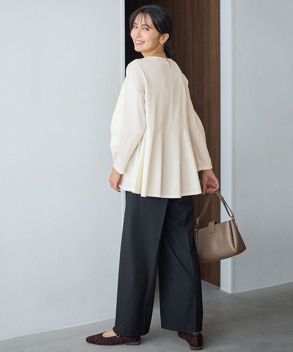 ANY ジョーゼット裏起毛ペプラムプルオーバー 