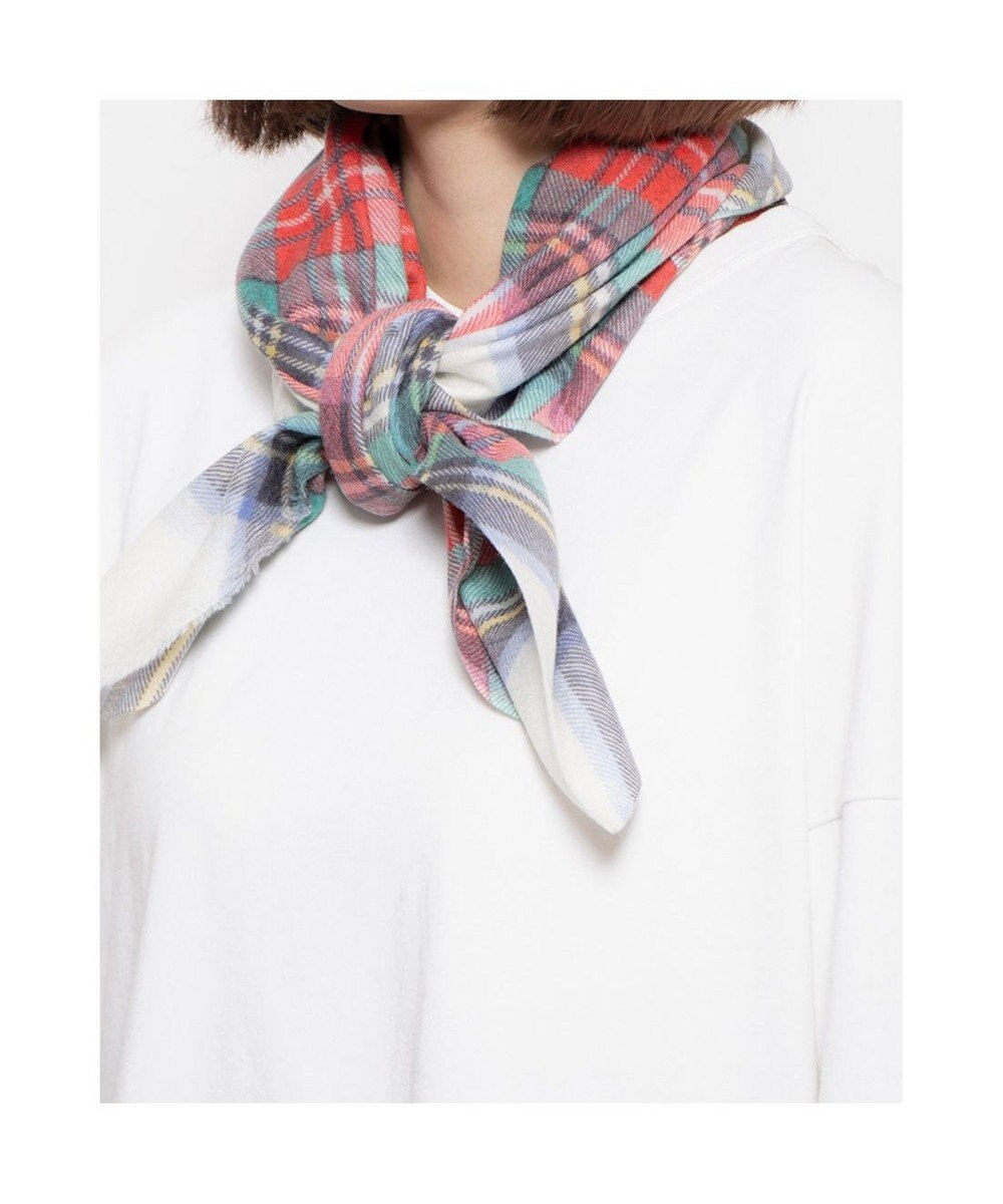 UNBILLION カシュネ cache nez / シルク×ウールチェック柄プリントストール 