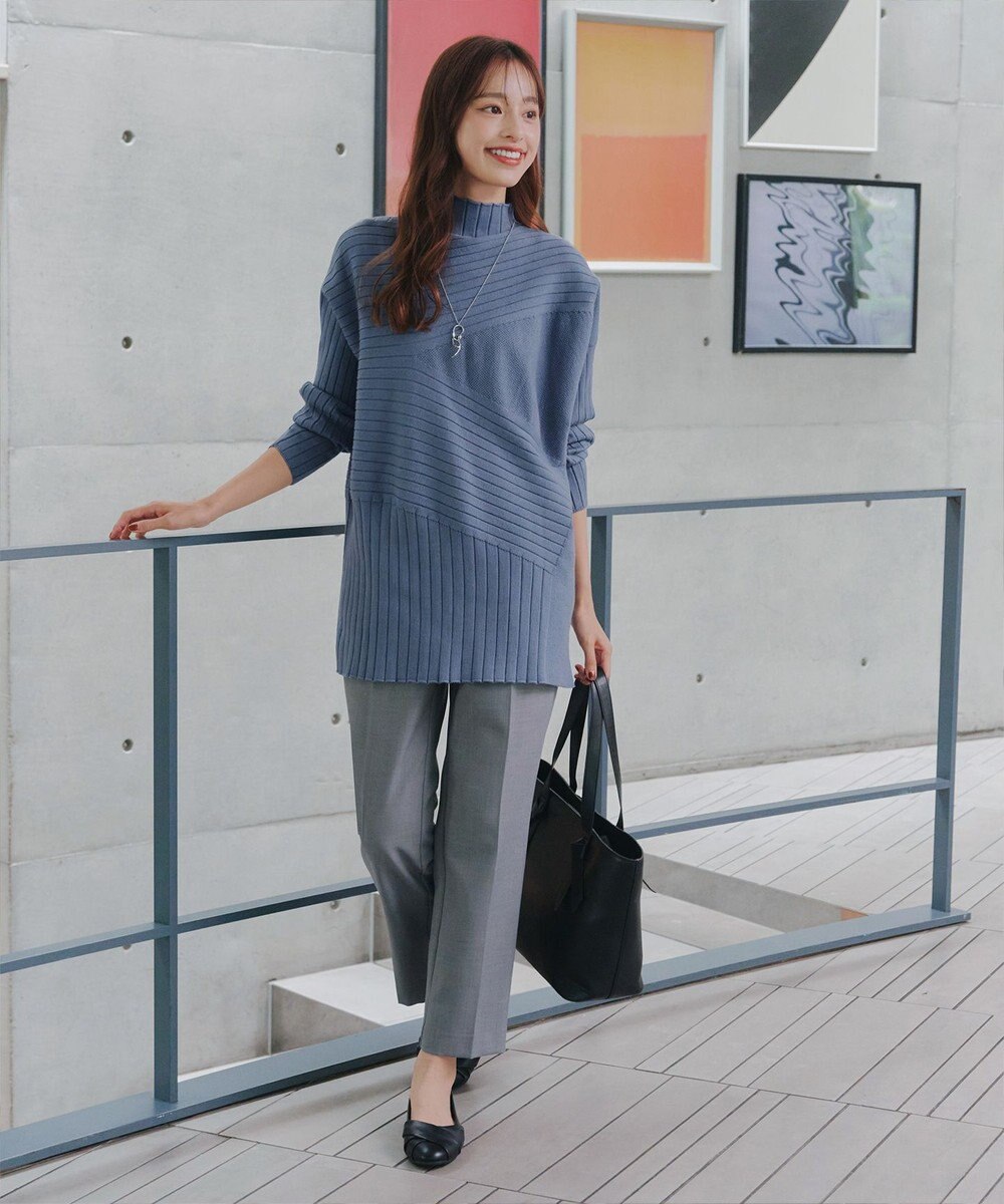 Tiaclasse 【新色追加・洗える】ランダムリブ編みドルマンニットチュニック 