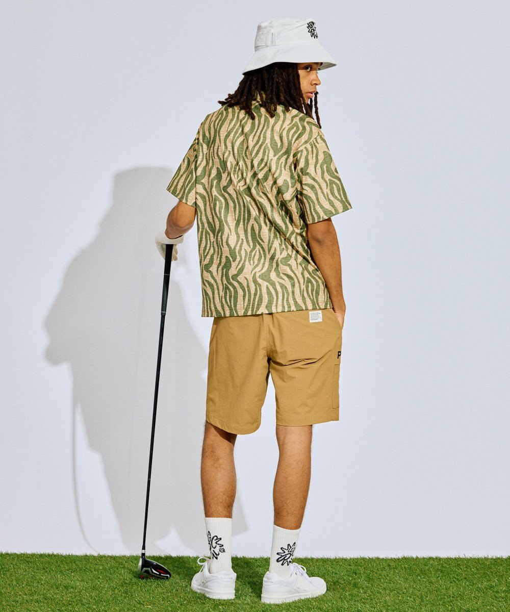 PW CIRCULUS 【UV遮蔽率99.5%  UVカット/速乾/ストレッチ】【MEN】ストライプカモフラ モックT ゴルフ 