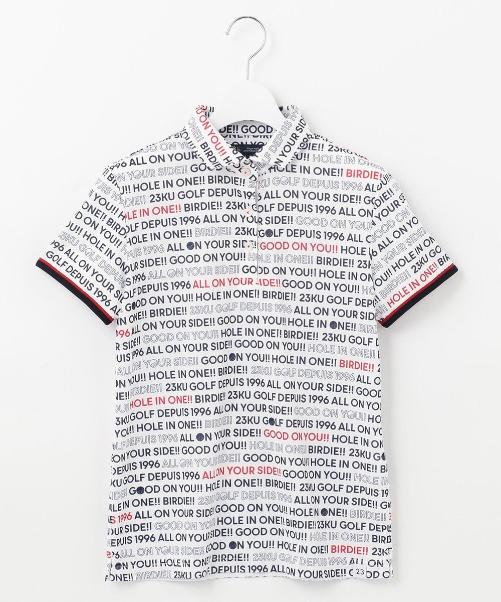23区GOLF 【WOMEN】【吸水速乾/UVケア】ロゴプリント カノコ 半そで ポロシャツ 