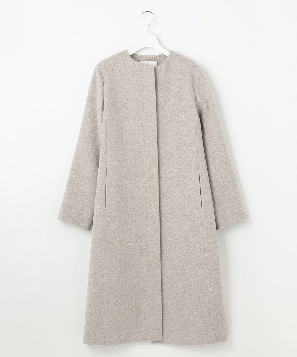 自由区 S シャルムビーバーノーカラーロング コート 