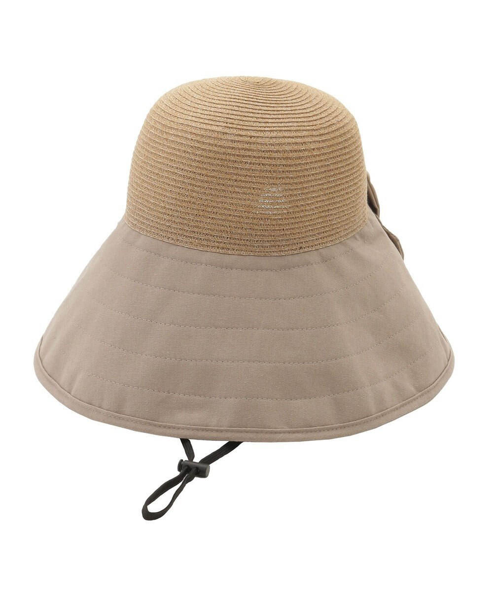 MOONBAT 【遮光100%/UPF50%＋/UVカット】洗えるバックリボン ブレードパラソルハット 手洗いOK/サイズ調整可能/吸水速乾/遮熱 