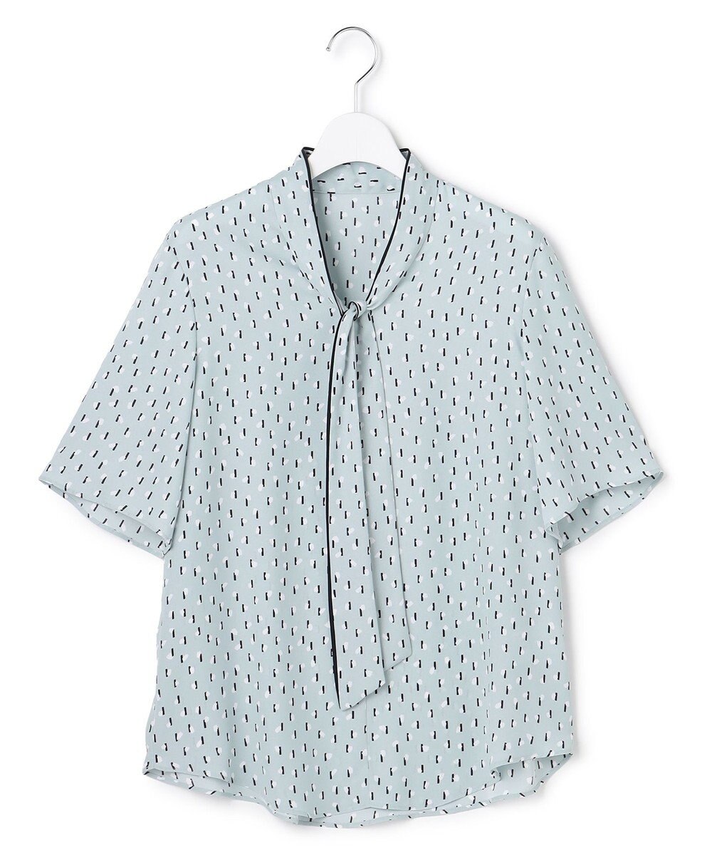 ICB 【先行予約】BackSatinAmunzen 5分袖配色ボウタイブラウス 