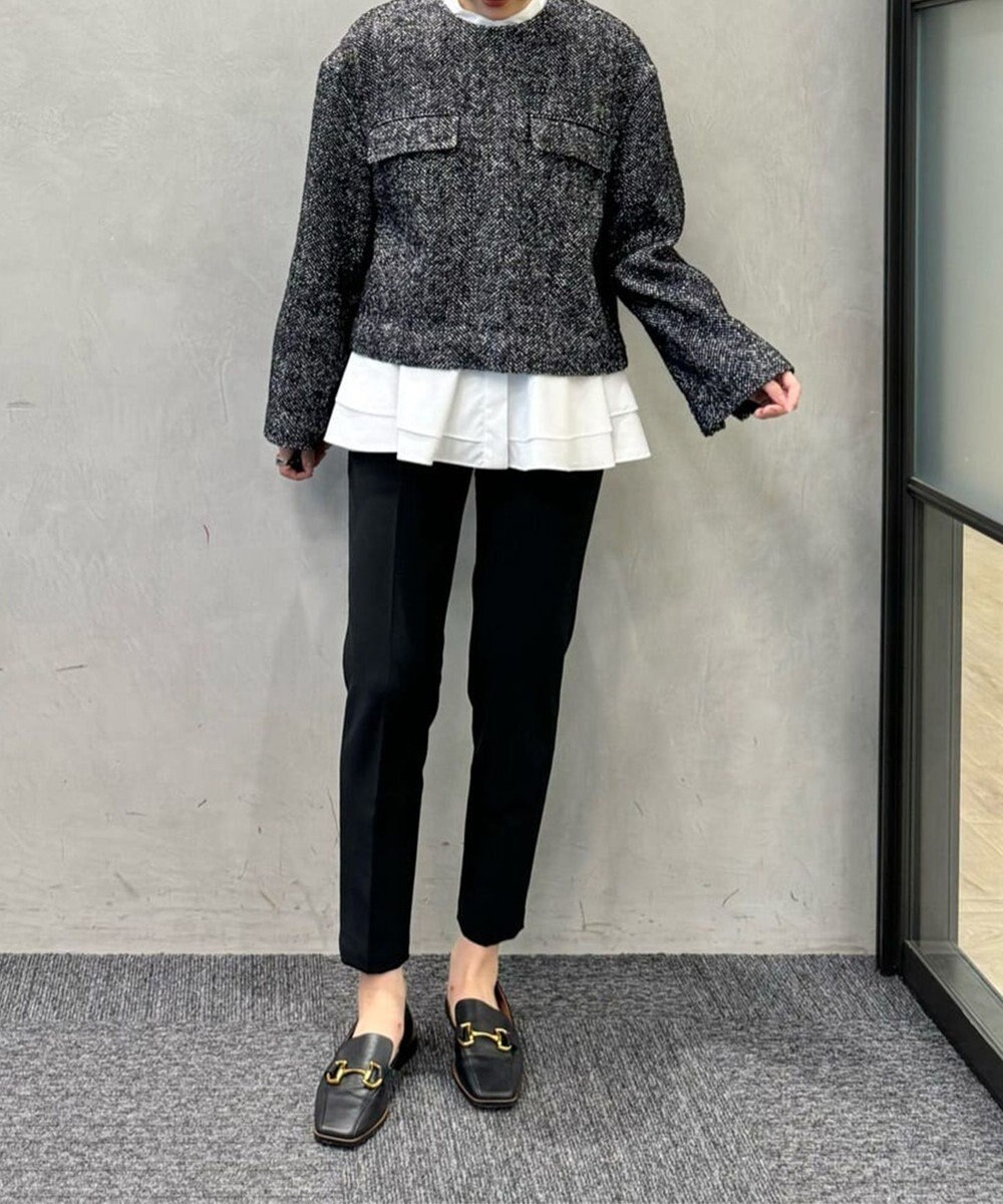 #Newans 【シワになりにくい/洗濯機可能】ダブルフリルヘムシャツ 