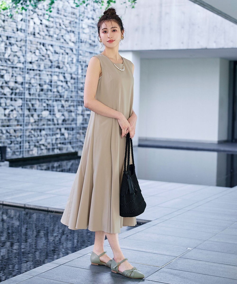 Tiaclasse L 【洗える】裾フレアAラインワンピース 