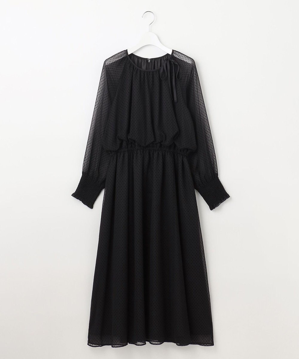 【APPLAUDIR】シアードットフロッキー ドレス, ブラック系, 38