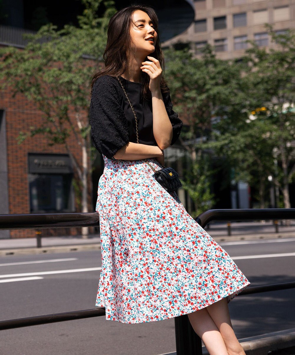 組曲 【洗える】レリーフスリーブジャージー カットソー 