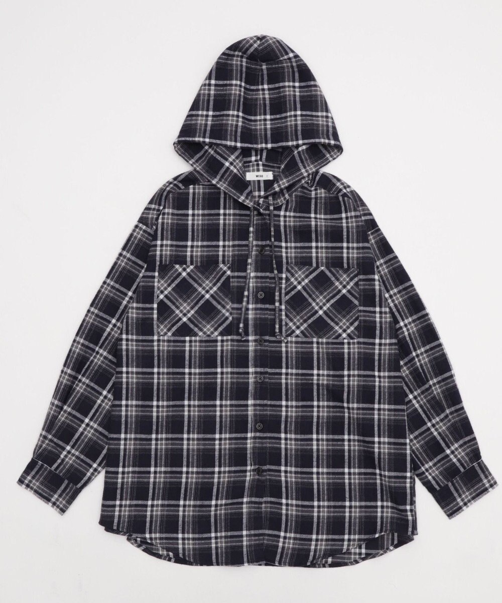 WEGO 【25年秋冬新作】チェックフードBIGネルシャツ 
