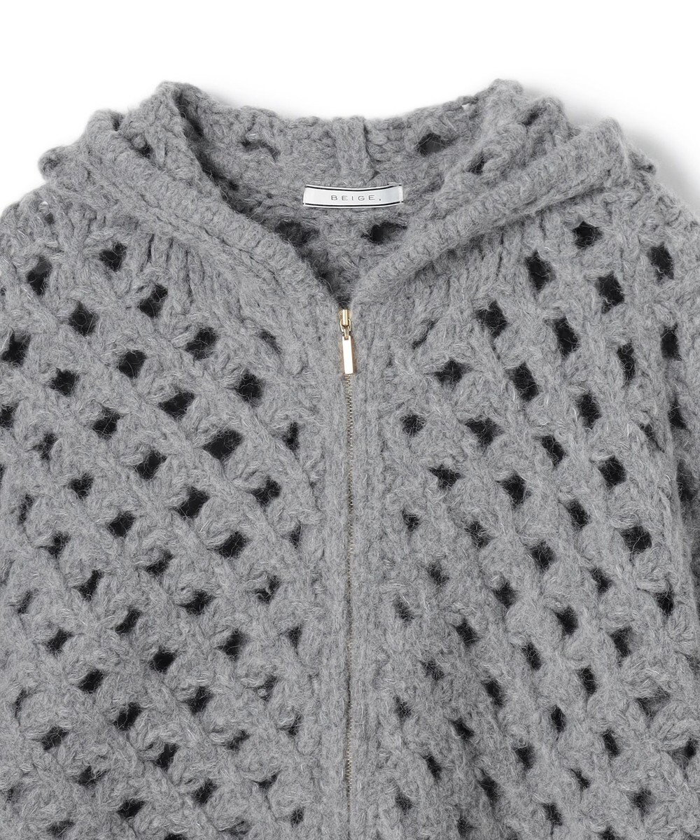 BEIGE， KOKOMO / ウールアルパカメッシュニットパーカー 