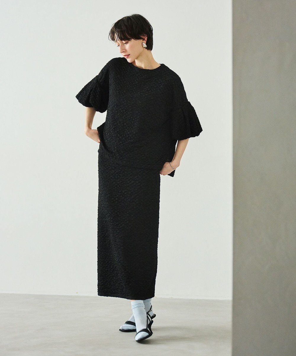 #Newans 【金子綾さんインスタライブご紹介アイテム】【洗える/セットアップ可能】ふくれジャガード パフスリーブブラウス 