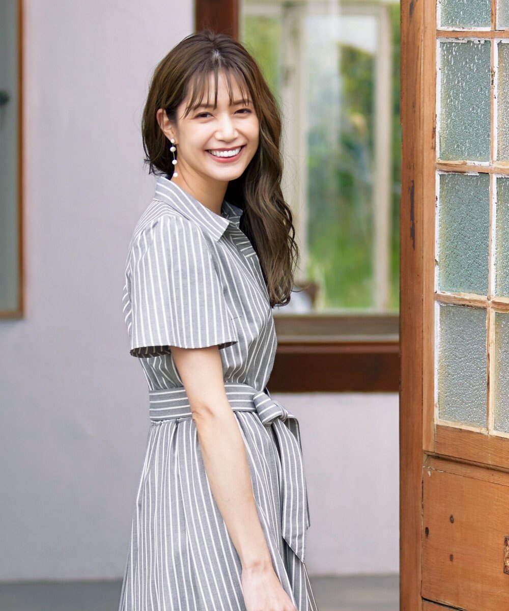 Tiaclasse L 【洗える】フレアスリーブシャツワンピース 