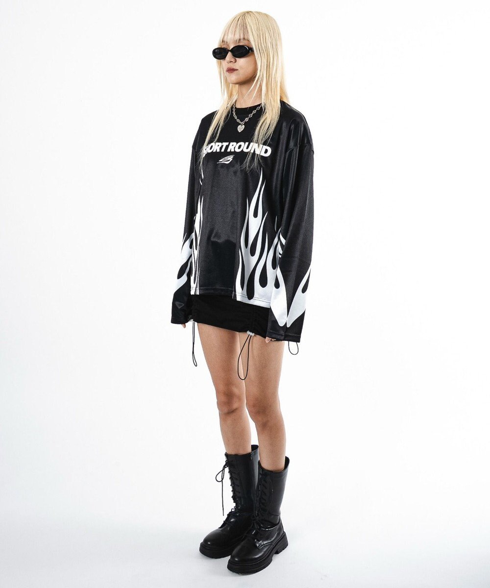 WEGO 【ユニセックス着用ITEM】ファイヤーパターンゲームロゴT（長袖） 