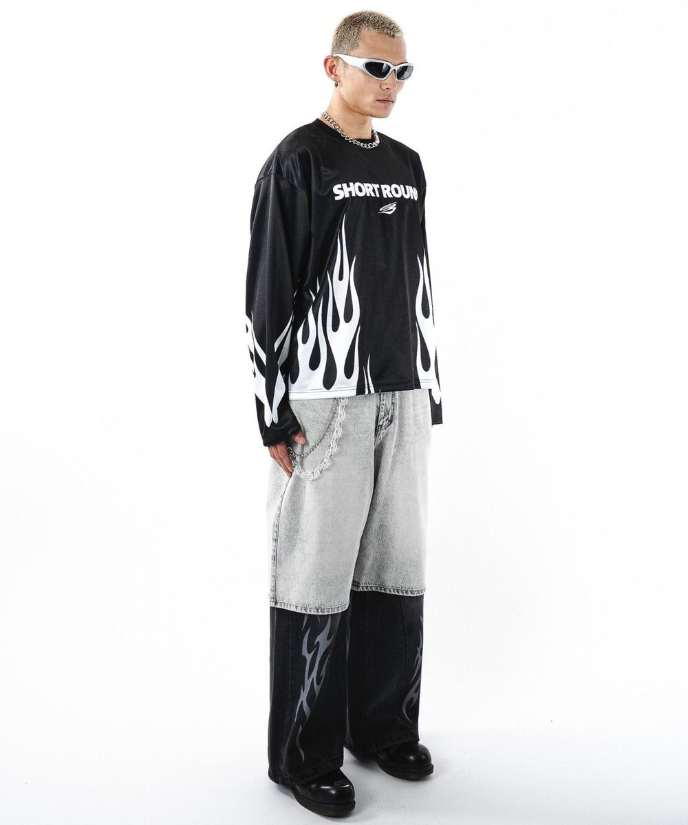 WEGO 【ユニセックス着用ITEM】ファイヤーパターンゲームロゴT（長袖） 