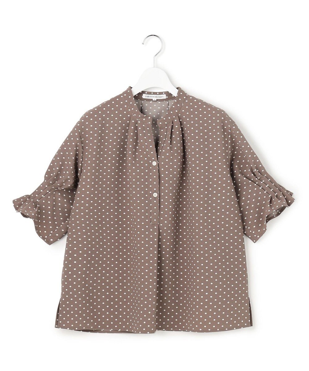 23区 L 【好評につき追加予約/WEB&一部店舗限定/洗える】ドットプリント サッカー ブラウス 