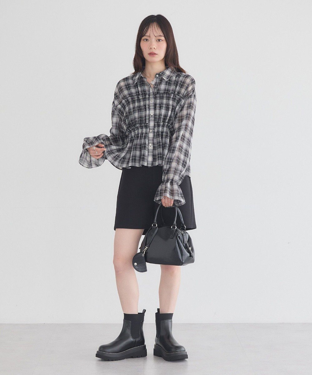 earth music&ecology シャーリングチェックシャツ 