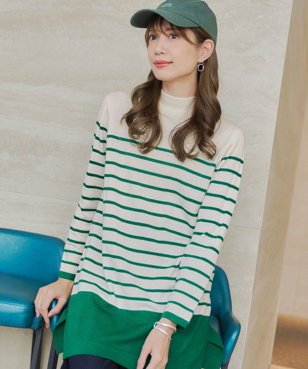 Tiaclasse 【洗える】ボーダーニットチュニック 