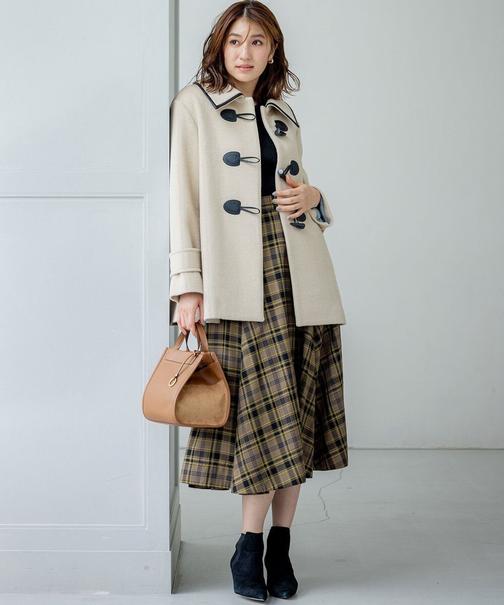 組曲 バイカラーダッフル ウールコート 