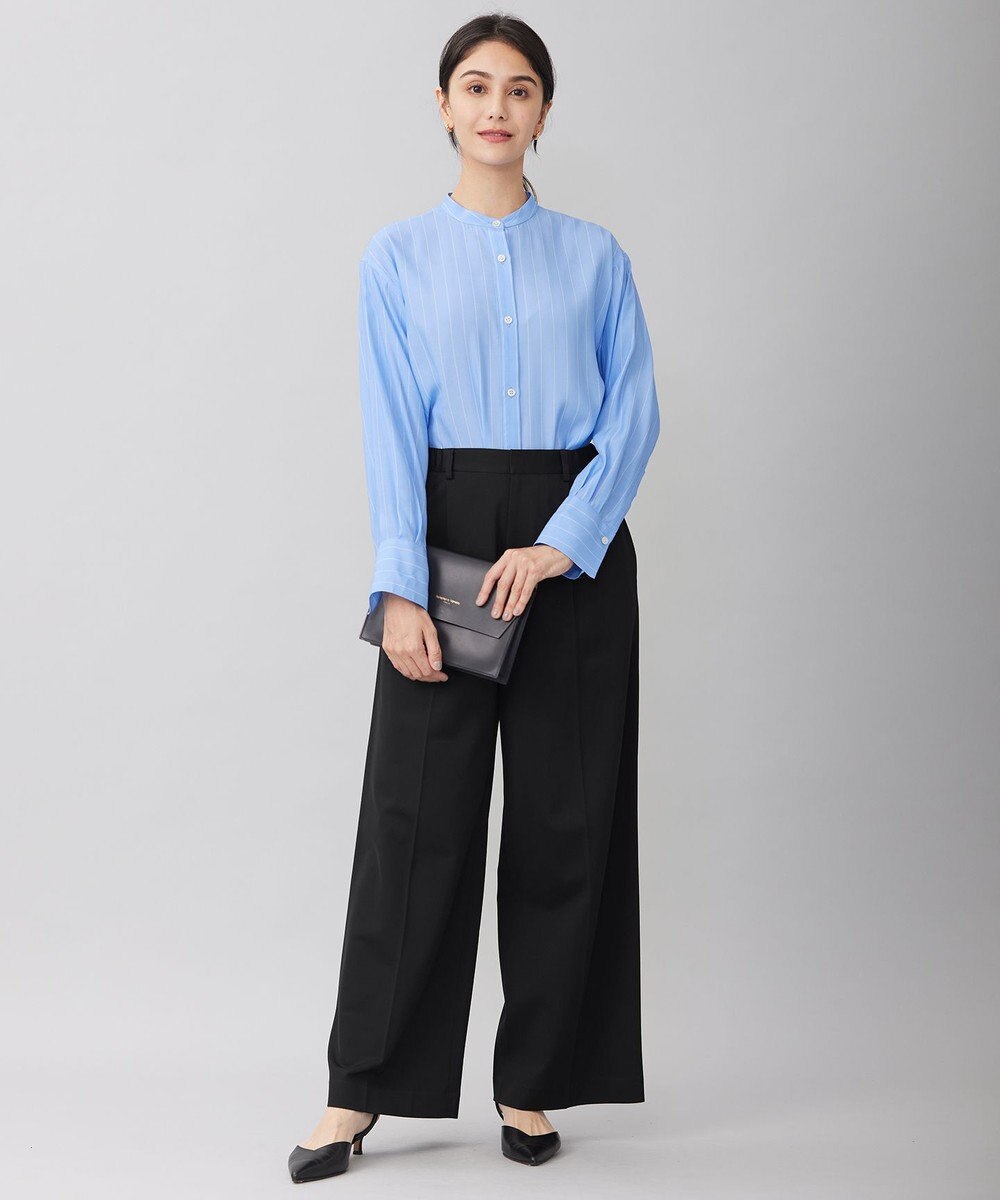 自由区 【洗える】SOMELOSテンセルバンドカラー シャツ 